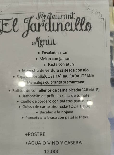 el jardincillo menú|Restaurante El Jardincillo